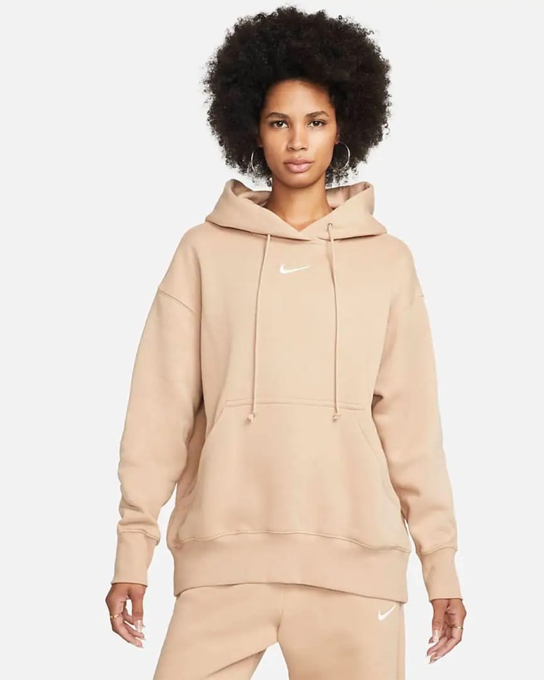 Толстовка женская Nike W NSW PHNX FLC OS PO HOODIE бежевая DQ5860-200 изображение 2