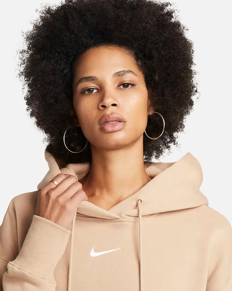 Толстовка женская Nike W NSW PHNX FLC OS PO HOODIE бежевая DQ5860-200 изображение 4