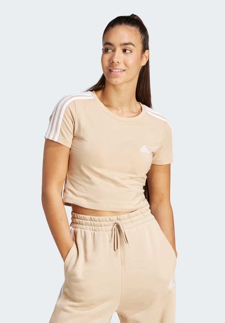 Футболка жіноча Adidas W 3S BABY T бежева IR6114 изображение 2