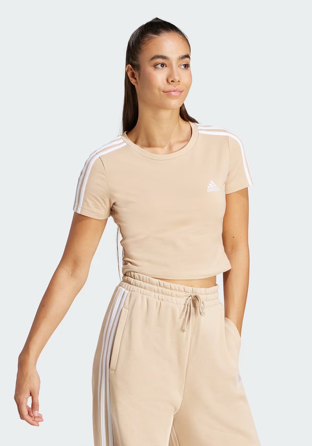 Футболка женская Adidas W 3S BABY T бежевая IR6114 изображение 4