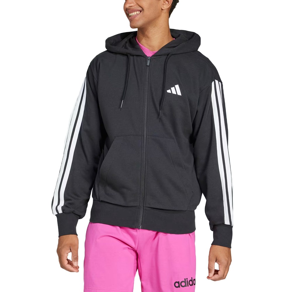 Толстовка мужская Adidas M 3S FT FZ HD черная JD1877