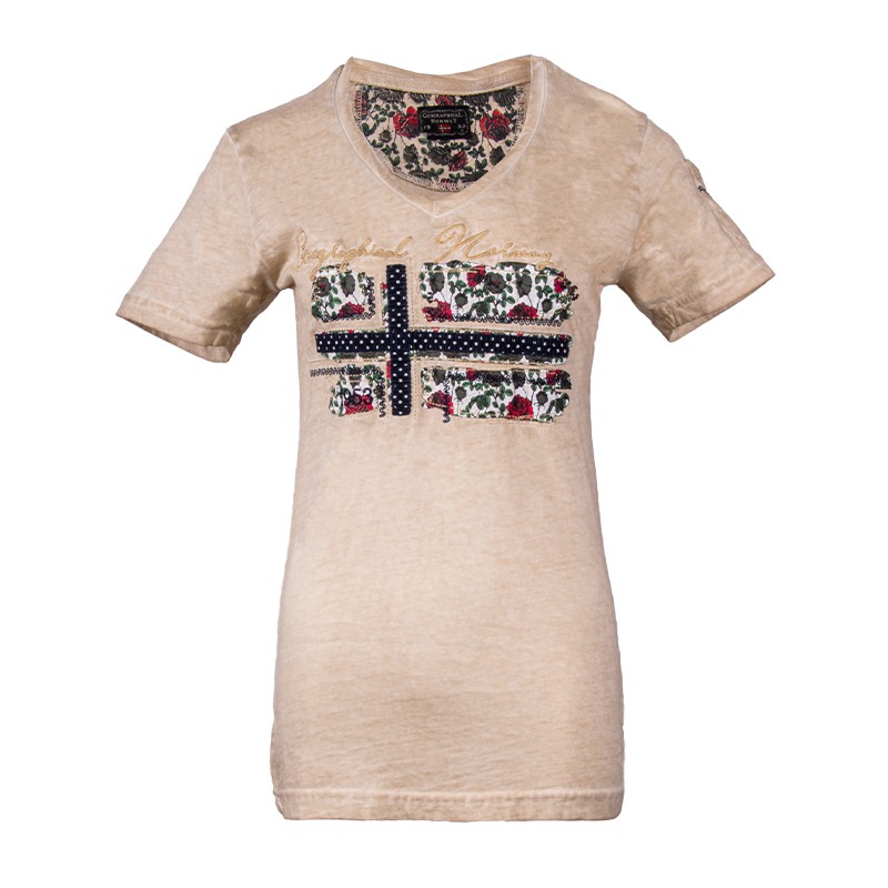 Футболка жіноча Geographical Norway бежева SR602-125 изображение 2