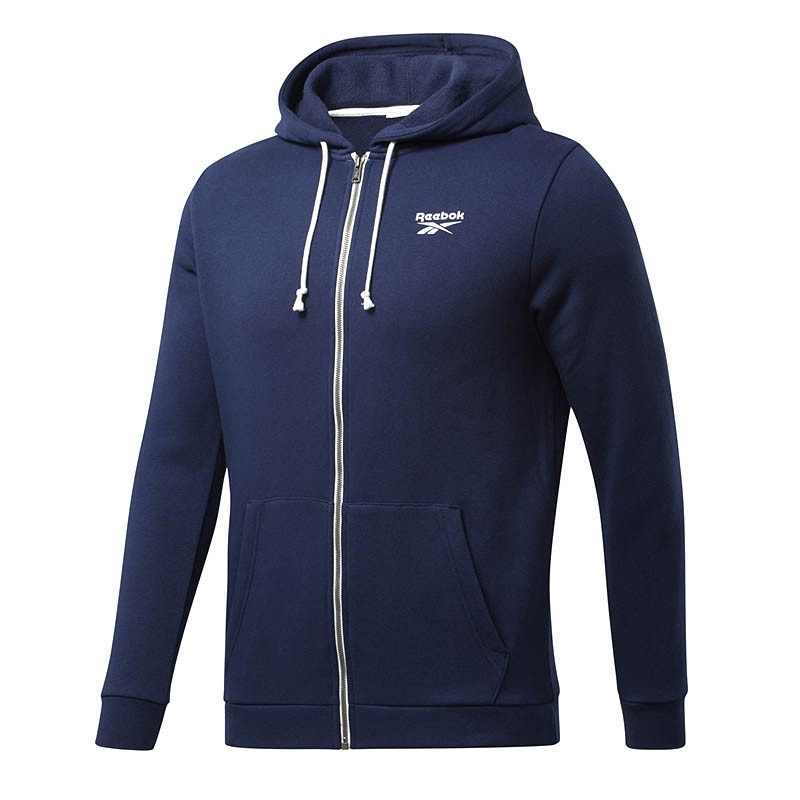 Толстовка мужская Reebok Training Essentials Fleece Zip Up синяя FU3230 — Sport City Толстовка мужская Reebok Training Essentials Fleece Zip Up синяя FU3230