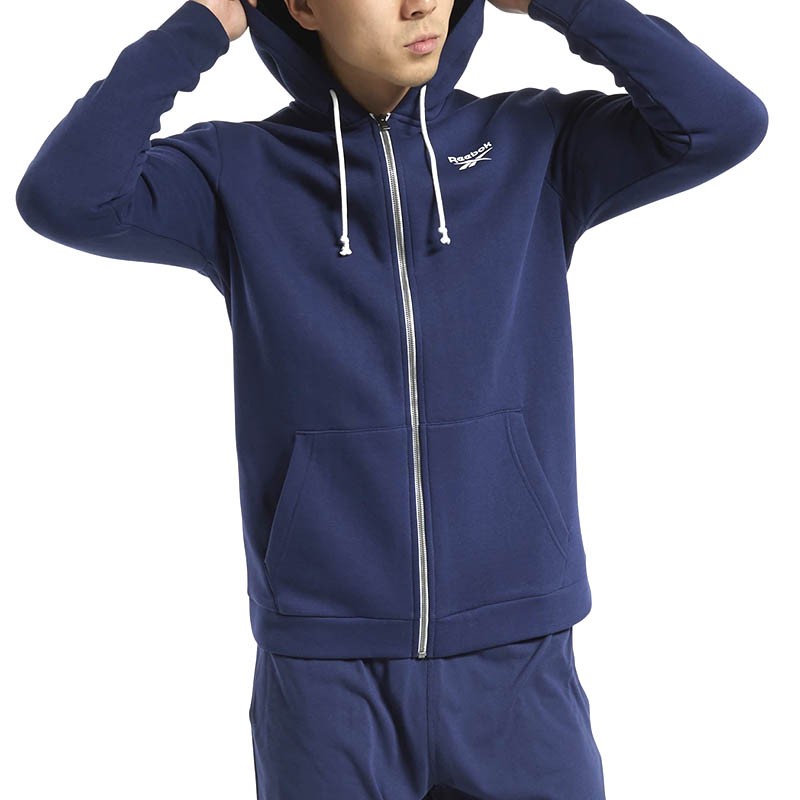 Толстовка мужская Reebok Training Essentials Fleece Zip Up синяя FU3230 изображение 3