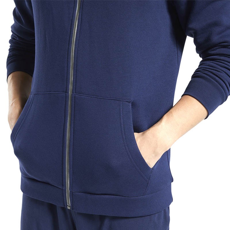 Толстовка мужская Reebok Training Essentials Fleece Zip Up синяя FU3230 изображение 5
