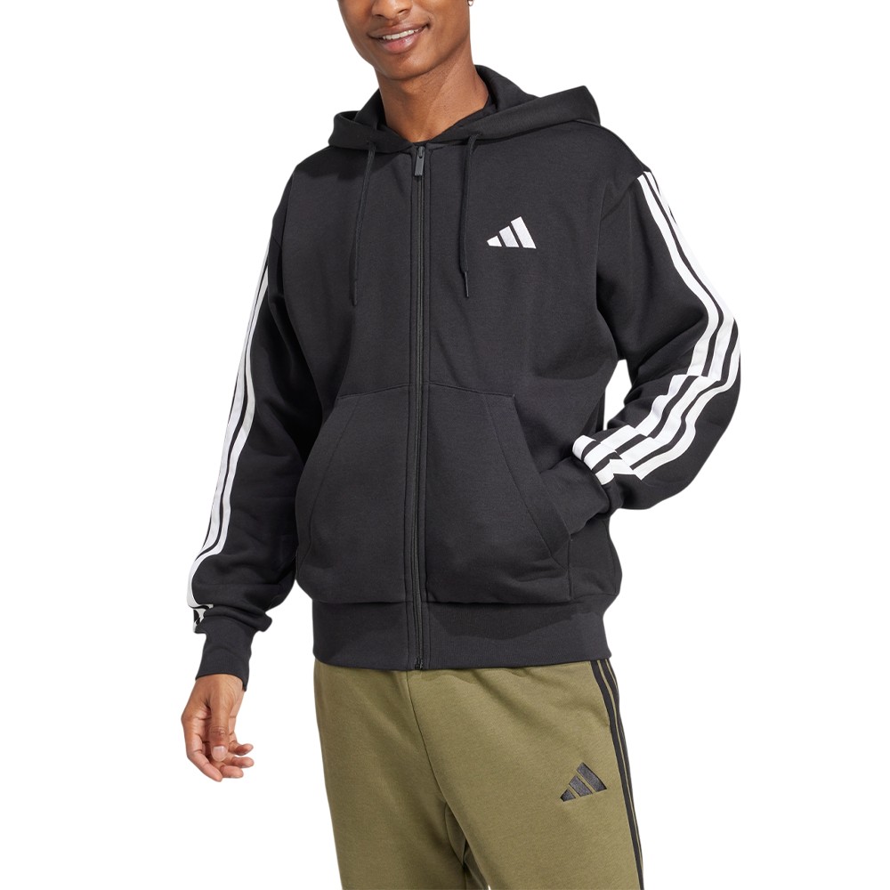Толстовка мужская Adidas M 3S FL FZ HD черная JD1870