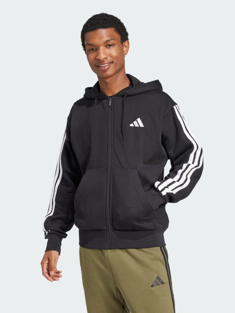 Толстовка мужская Adidas M 3S FL FZ HD черная JD1870 изображение 2