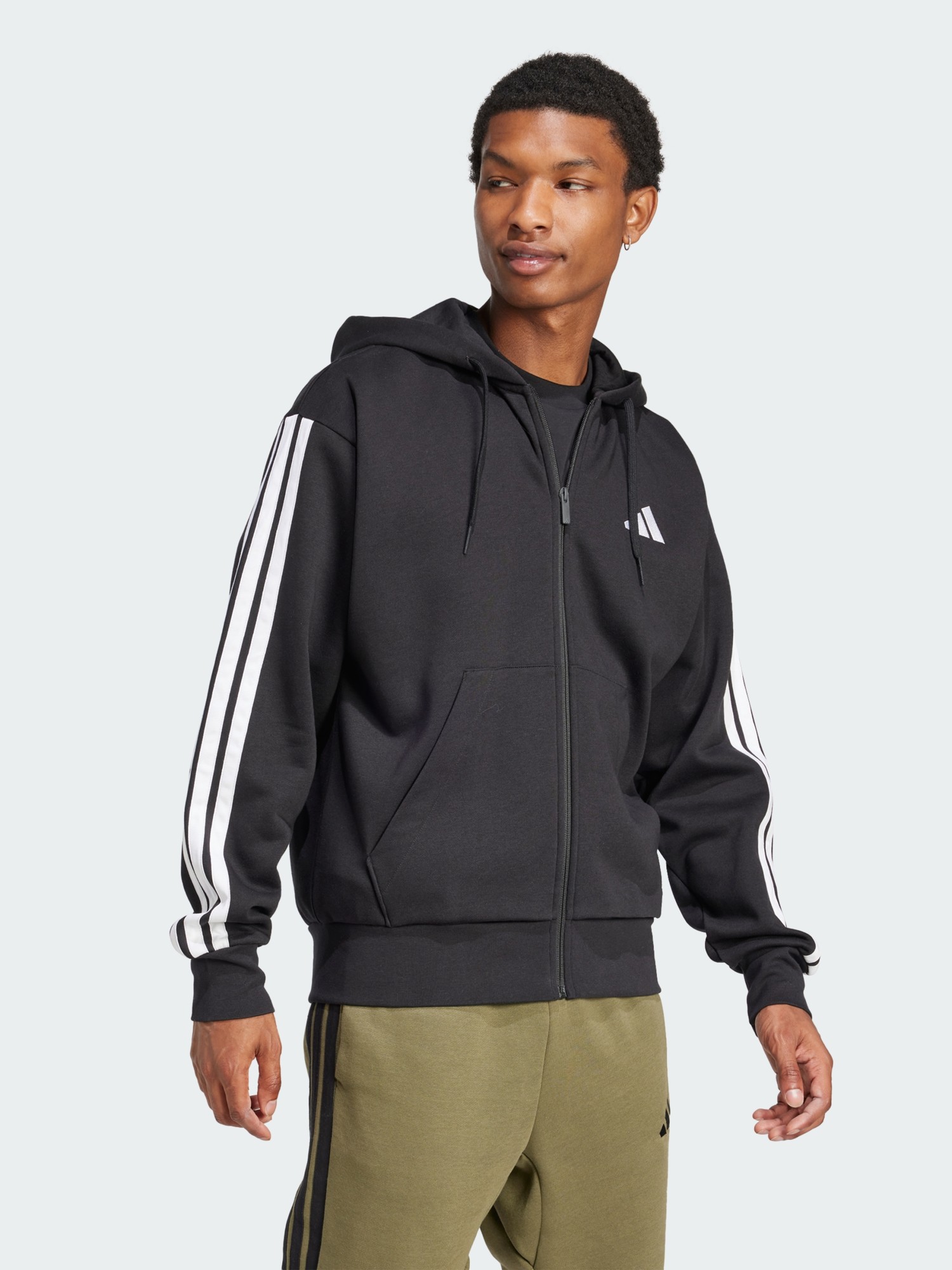 Толстовка мужская Adidas M 3S FL FZ HD черная JD1870 изображение 4