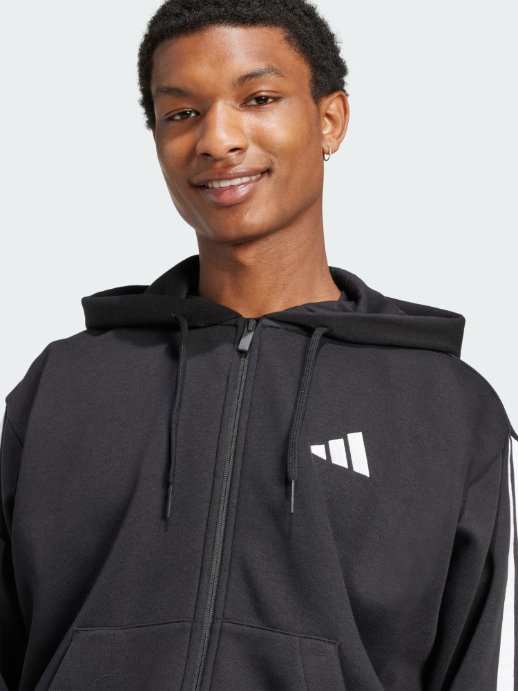 Толстовка мужская Adidas M 3S FL FZ HD черная JD1870 изображение 5